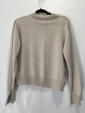 Calvin Klein  Womens XL  Light Beige Mock Neck Light Sweater gold sparkle detail